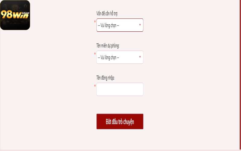 Liên hệ 98Win thông qua kênh chat trực tiếp